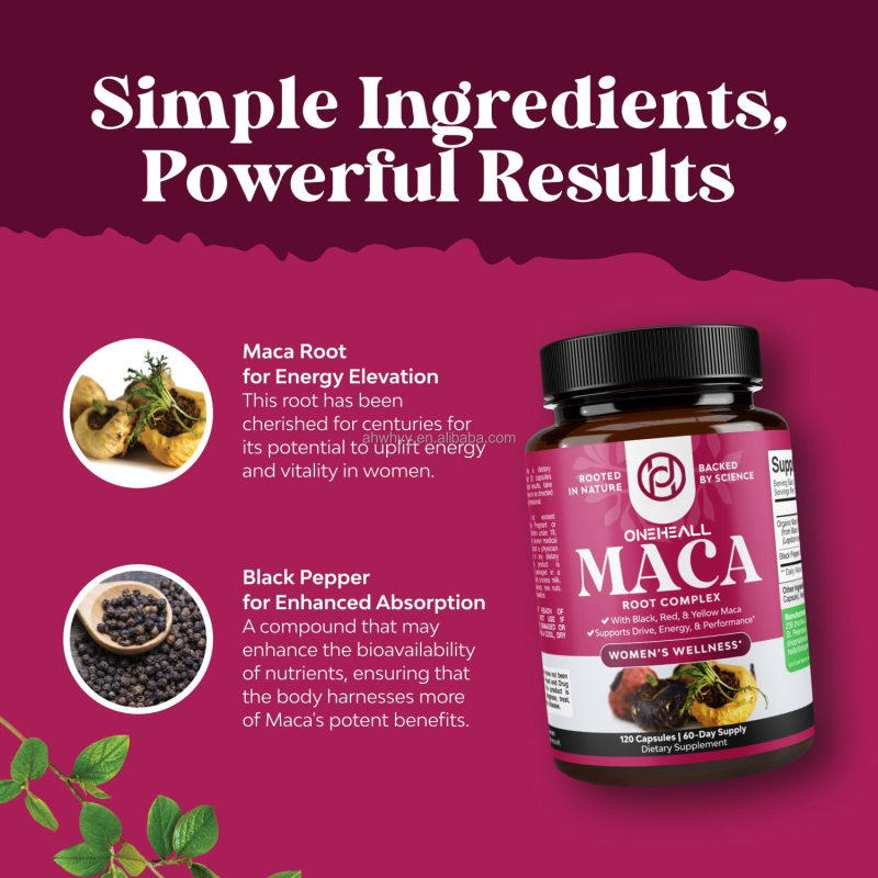 Organic Maca Root Capsules for Women Potent Herbal Supplement Blend Extract Maca Root Capsules