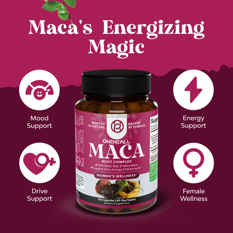 Organic Maca Root Capsules for Women Potent Herbal Supplement Blend Extract Maca Root Capsules