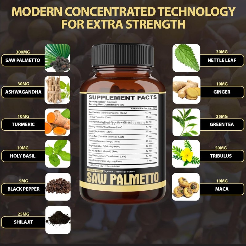 Premium Saw Palmetto Extract Capsule Natural Support Health Saw Palmetto Ashwagandha Capsules