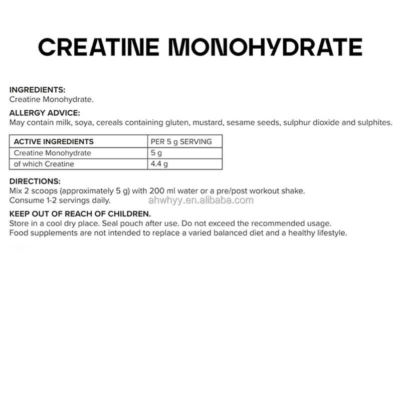 OEM Creatine Monohydrate Powder Vegan Easy Dissolve Performance Boosting Sports Nutrition Supplement Creatine Monohydrate Powder
