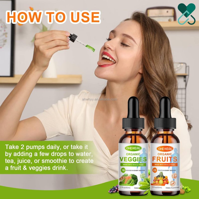Superfood Natural Fruit and Vegetable Drops OEM/ODM Private Label Vitamins Minerals Supplement Liquid Drops
