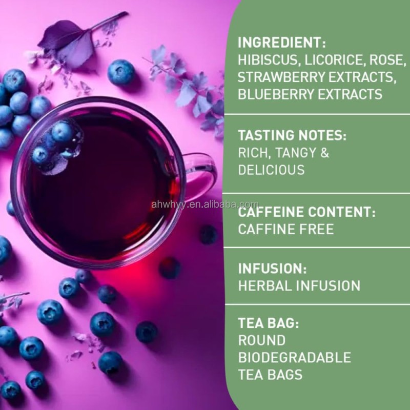 Natural Wild Blueberry Fruit Tea Handpick Wild Blueberry Herbal Tea Bags Premium True Blueberry Fruit Tea