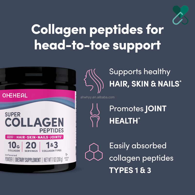 3 in 1 Super Collagen Peptides Powder Healthy Support Powder Hydrolyzed Type Unflavored Collagen Powder