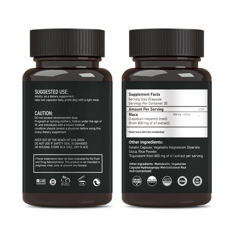 Maca Ginseng Capsules Factory - Private Label Organic Herbal Physical Strength Energy