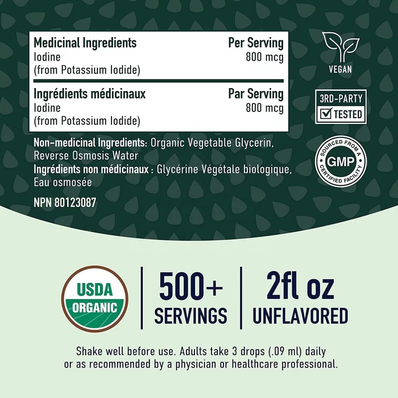 Iodine Liquid Drops Manufacturer - Manufactory Food Grade Organic Thyroid Support