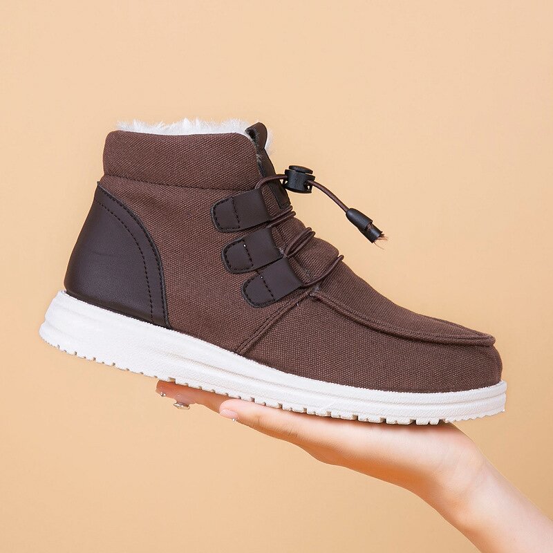 Couple Cotton Shoes Manufacturer - 2025 Best-selling Mid-Calf Warmth Student Shoes with Elastic Laces One-Piece Snow