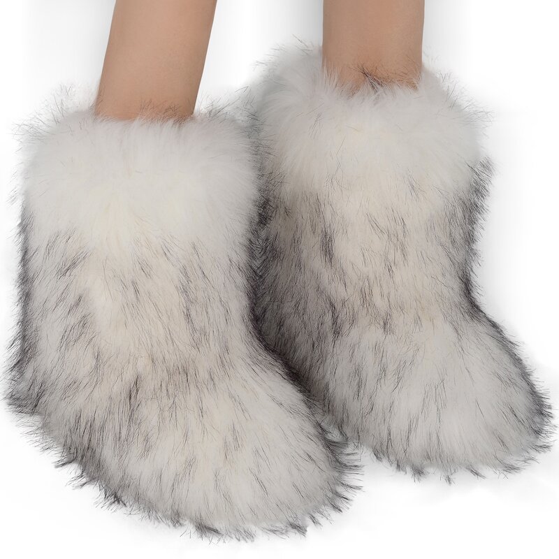 Snow Boots for Women Manufacturer - Flat Heel High Collar Imitating Mink & Fox Fur Mid-calf Length for Winter Warmth