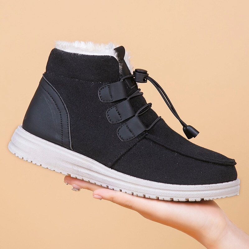 Couple Cotton Shoes Manufacturer - 2025 Best-selling Mid-Calf Warmth Student Shoes with Elastic Laces One-Piece Snow