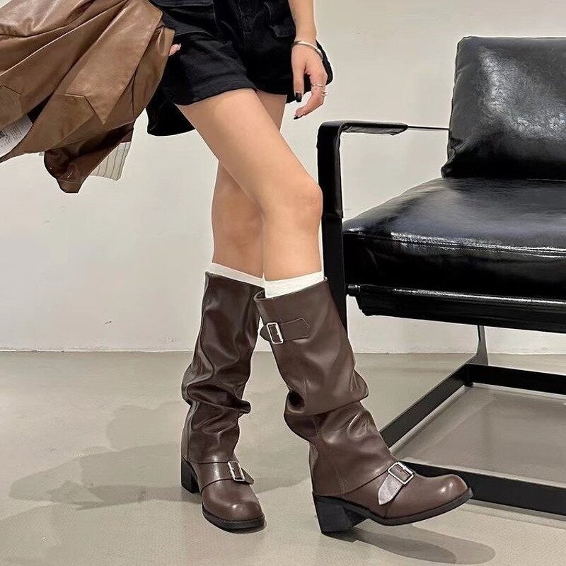 Knee-length Boots for Women Manufacturer - Thick Heels New Styles European-style Round Toe for Autumn and Winter