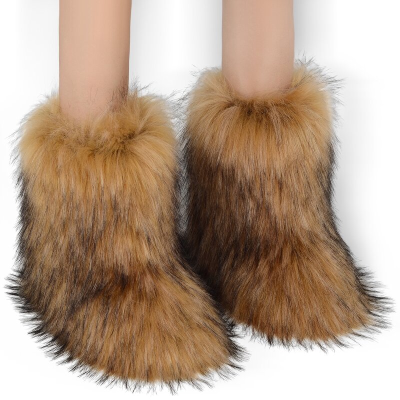 Snow Boots for Women Manufacturer - Flat Heel High Collar Imitating Mink & Fox Fur Mid-calf Length for Winter Warmth