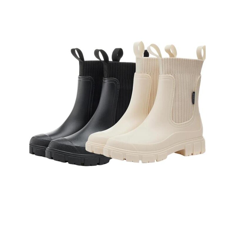 Women's Chelsea Rain Boots Manufacturer - Hot Selling Elastic Ankle Mid Top Waterproof PVC for Indoor Outdoor Winter