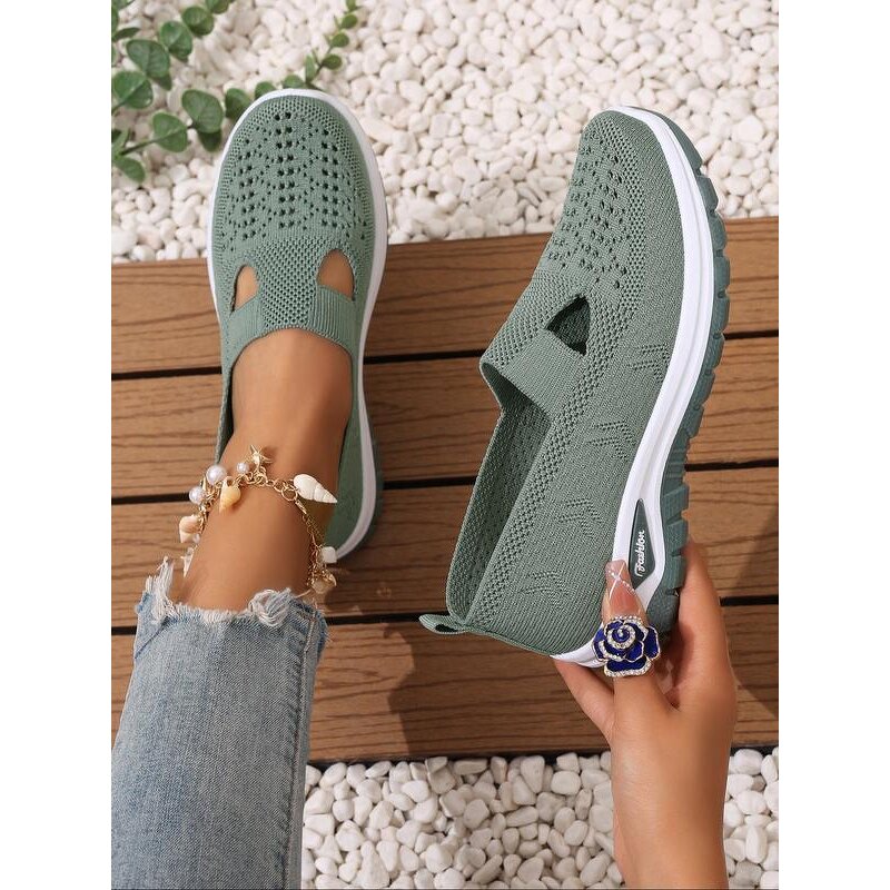 Women's Slip on Sneakers Manufacturer - Fashionable Plain Color Mesh Breathable Lightweight Casual Comfortable Sports Running