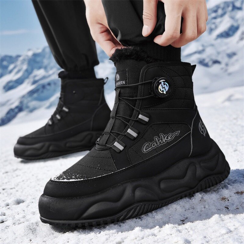 Winter Men's Snow Boots Manufacturer - 2025 New Swivel Buckle Fleece-Lined Thickened Severe Warm Thick-Soled EVA Insole