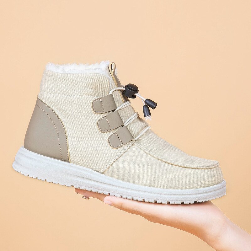 Couple Cotton Shoes Manufacturer - 2025 Best-selling Mid-Calf Warmth Student Shoes with Elastic Laces One-Piece Snow