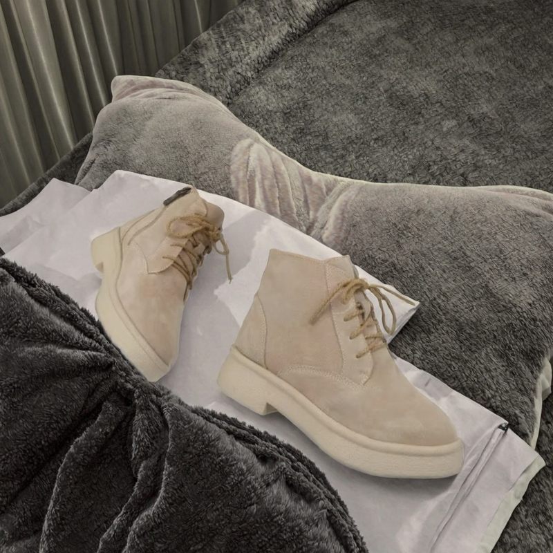 Custom-Made Snow Boots Manufacturer - Lightweight Casual Ankle Boots for Women Autumn Slip-Resistant Warm Plush Lining Lace-Up