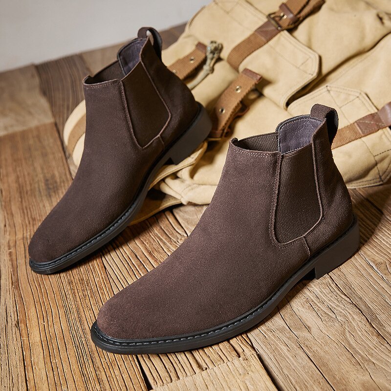 Martin Boots Manufacturer - Genuine Leather British Style High-top Suede Mid-calf Nubuck Matte Boots for Men
