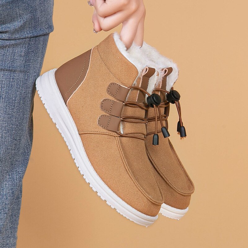 Couple Cotton Shoes Manufacturer - 2025 Best-selling Mid-Calf Warmth Student Shoes with Elastic Laces One-Piece Snow