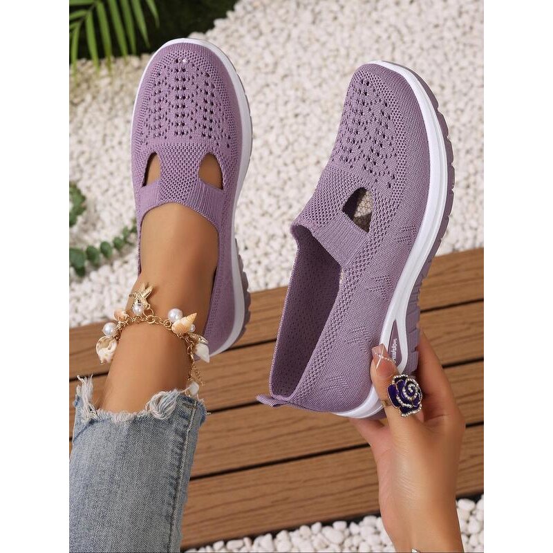 Women's Slip on Sneakers Manufacturer - Fashionable Plain Color Mesh Breathable Lightweight Casual Comfortable Sports Running