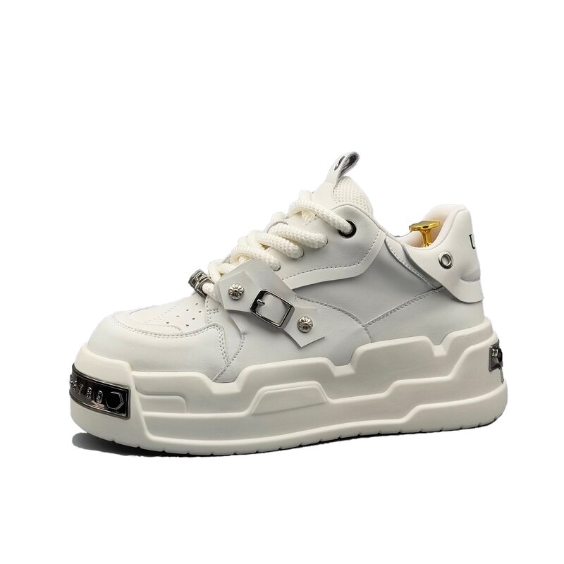 Men's Casual Sports Shoes Manufacturer - 2025 Four Seasons White Retro Design Thick Heightening Laces for Lacing