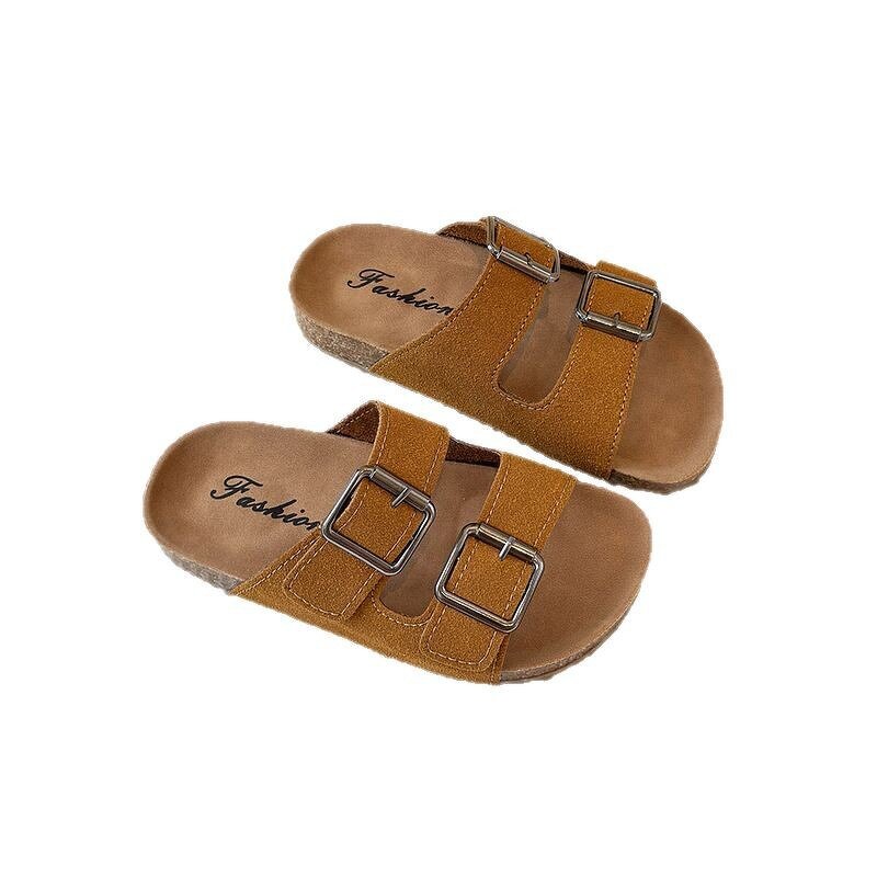 Sanded Slippers for Girls Manufacturer - Anti-slip Beach Shoes 2025 Summer New Korean Version Retro Soft Sole Single Strap Flip-flops