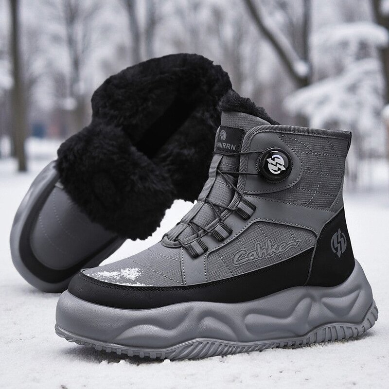 Winter Men's Snow Boots Manufacturer - 2025 New Swivel Buckle Fleece-Lined Thickened Severe Warm Thick-Soled EVA Insole