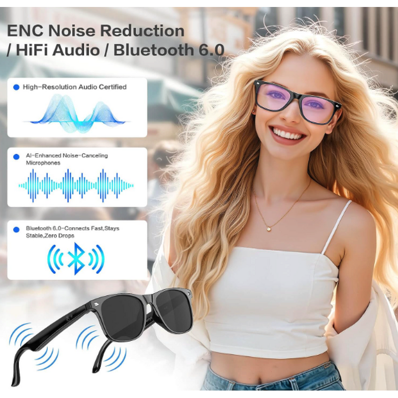 AI Glasses Manufacturer - NEW Smart Translation Multi Language Voice Assistant Magnetic Charging Audio Call SunGlass