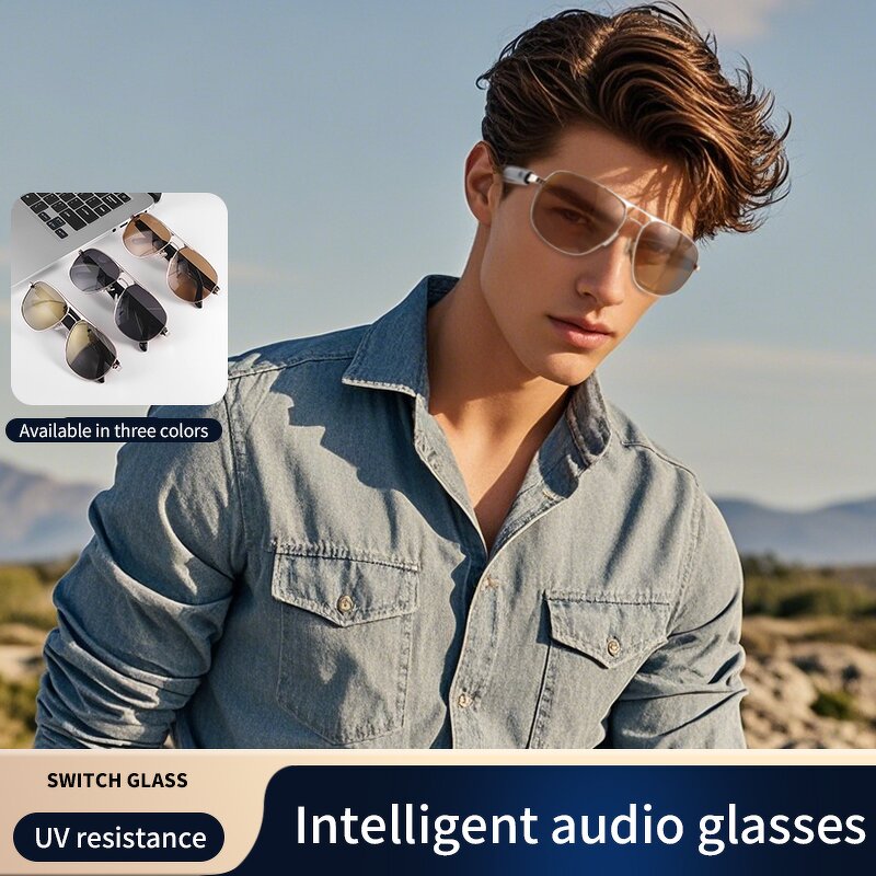 AI Glasses Manufacturer - NEW Smart Translation Multi Language Voice Assistant Magnetic Charging Audio Call SunGlass