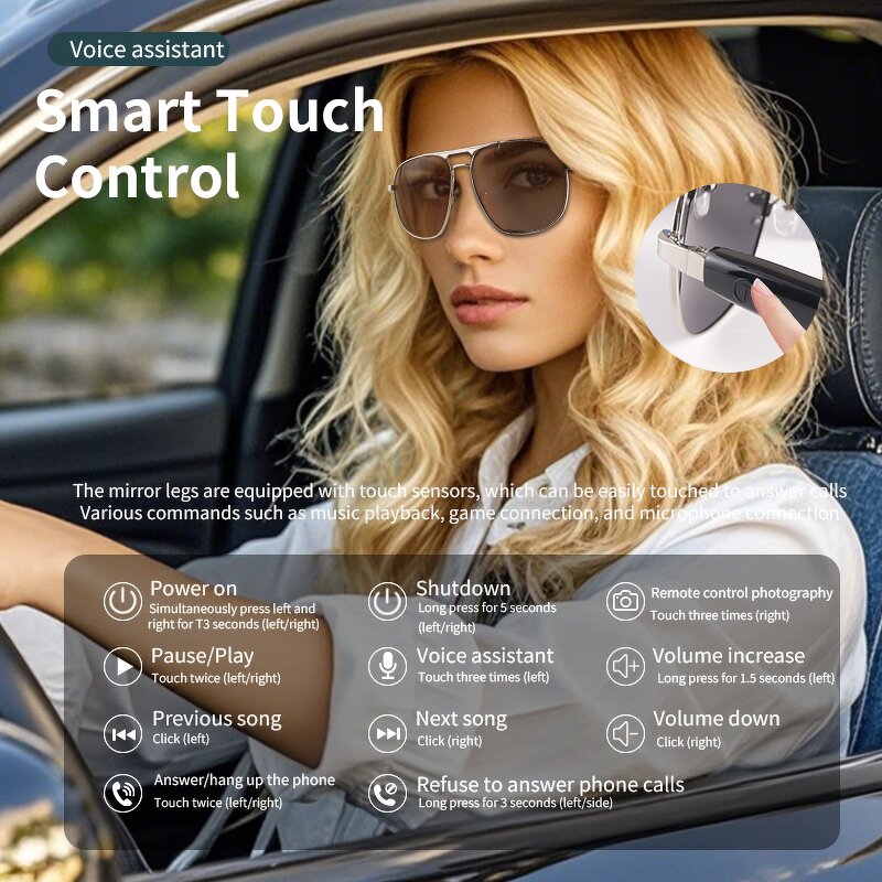 Camera Smart Glasses Manufacturer - Call Women Blue Light Blocking AI Translator Smart Reading Glasses for Men With Music