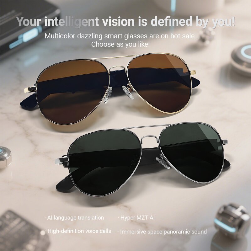 AI Smart Glasses Manufacturer - 2025 Designer with AI Camera 32gb 5mp Resolution Wireless BT5.4 Bone Conduction for Phone Calls