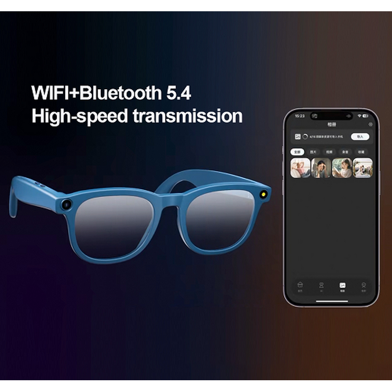 Video Recording Glasses Manufacturer - AI02 Camera Wearable for Photos WIFI Transfer ChatGPT BT Audio Call for Outdoor Sports