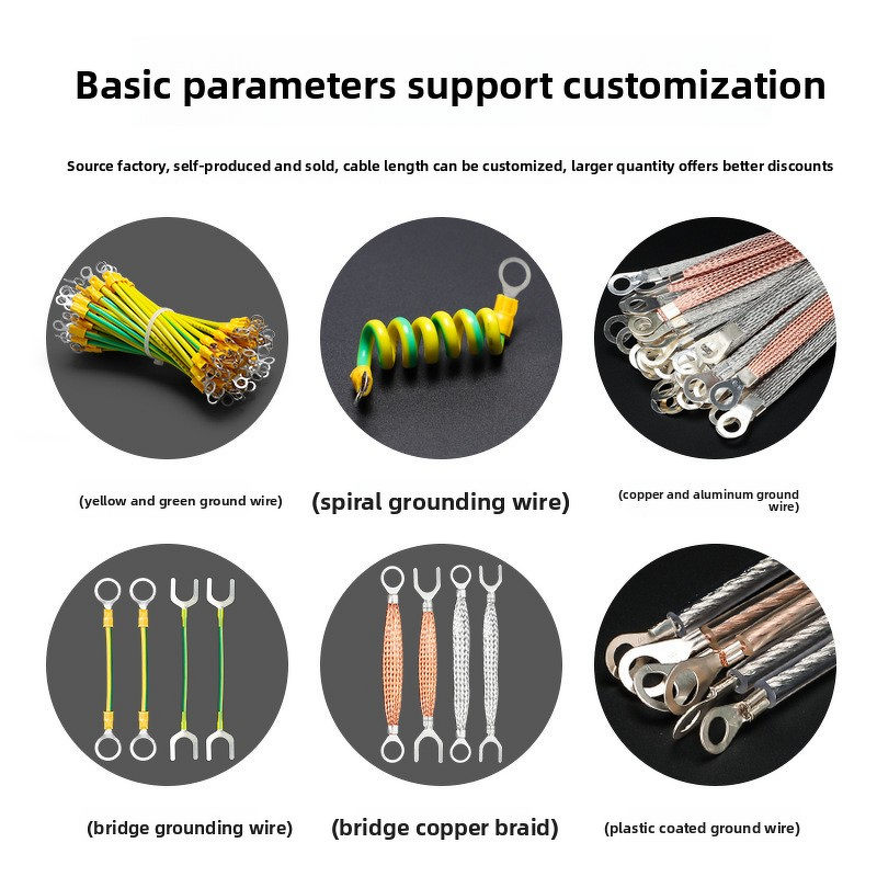 Solar PV Grounding Wire Kit Manufacturer - Bare Copper Jumper for Cable Tray Electrical Panel Bonding Green-Yellow RoHS/CE