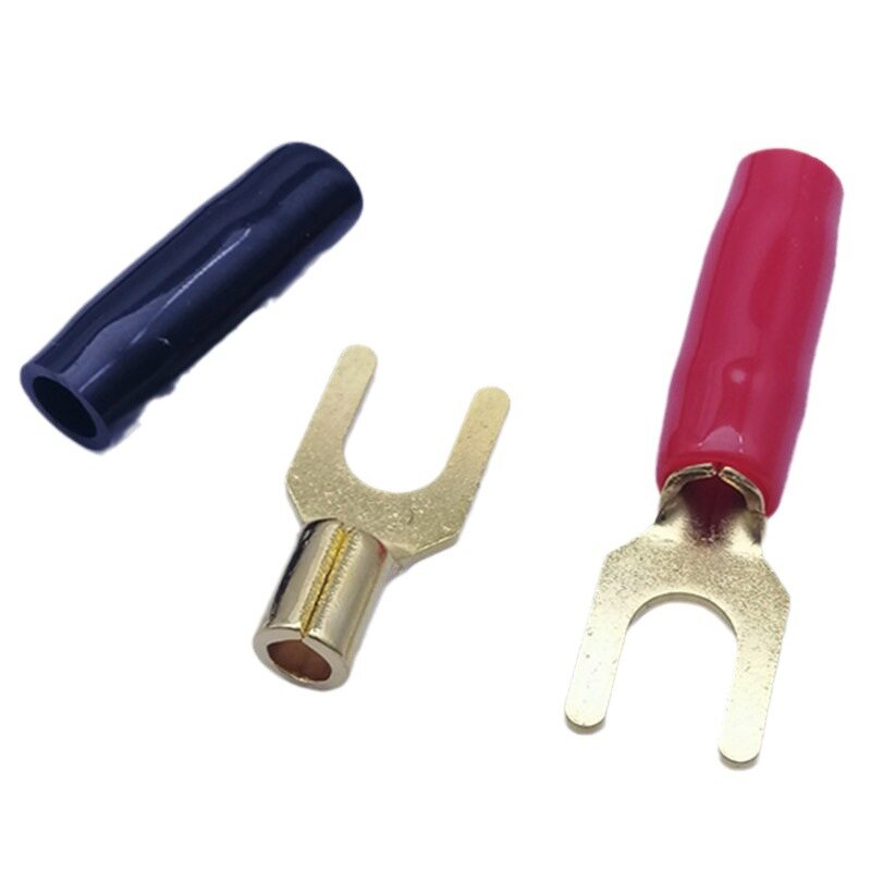 Banana Connector Manufacturer - Mini Soft Rubber Red Black Copper Gold-Plated Plug for Speaker Cable Y/U Type Factory Outlet