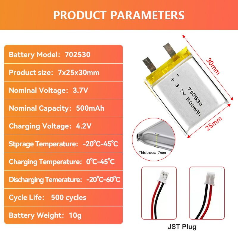 Lithium Ion Pouch Cell Manufacturer - OEM 702530 3.7V 50mAh 250mAh 402530 502530 602530 802530 955565 Li-Ion Polymer