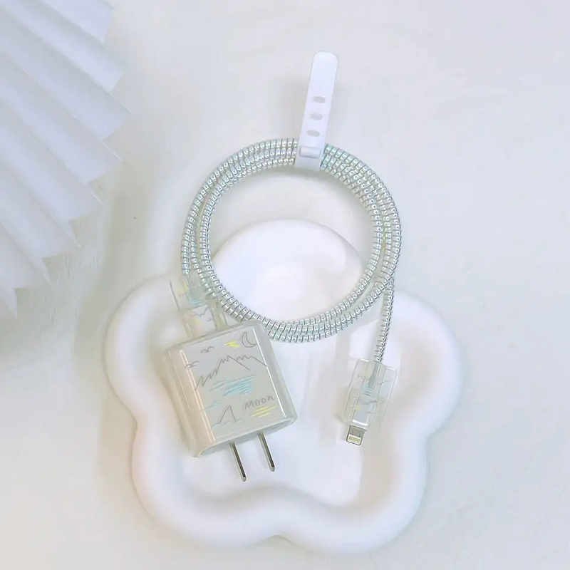 Cartoon Sublimation Charger Protector Manufacturer - 5 in 1 with Cable Bite Protective Cover for iPhone 20W 18W Adapter