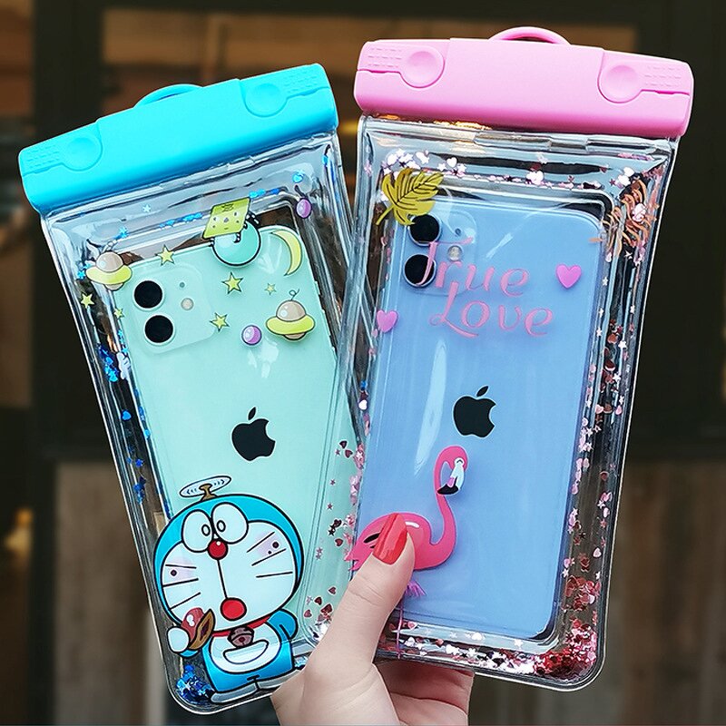 Waterproof Phone Case Manufacturer - Wholesale Cartoon Cute Touch Screen Diving Case Quicksand Pouch for Mobile Phone