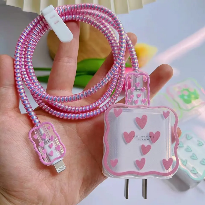 Cartoon Sublimation Charger Protector Manufacturer - 5 in 1 with Cable Bite Protective Cover for iPhone 20W 18W Adapter