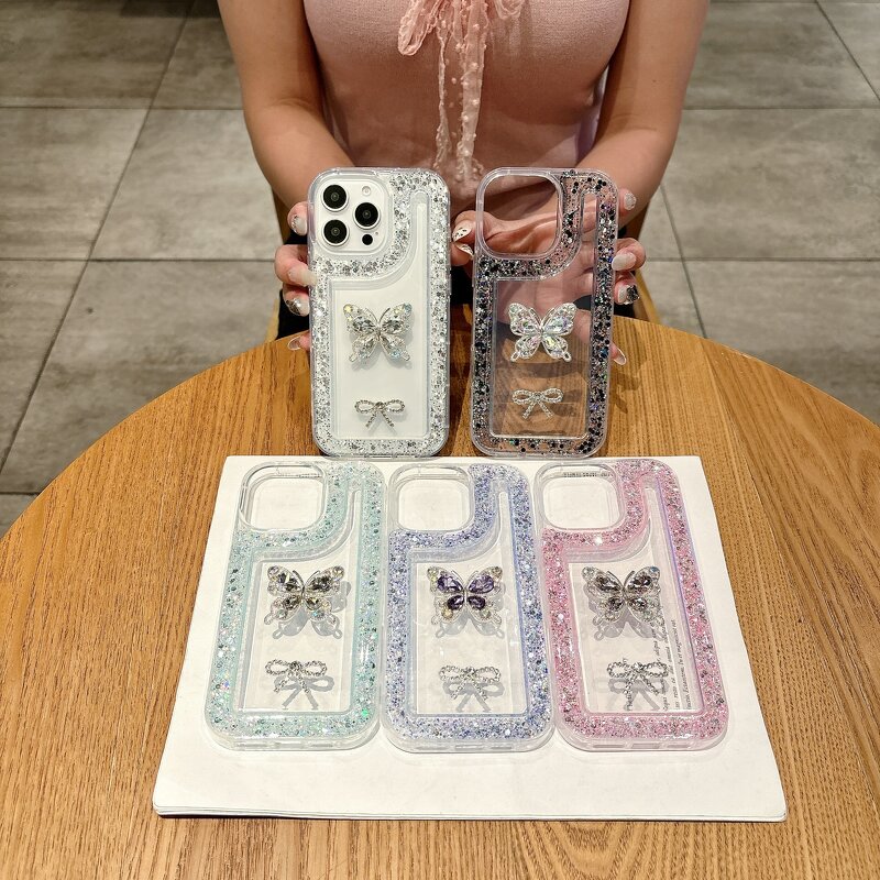 Butterfly Phone Case Manufacturer - Sparkling Diamond Protective Glitter Cover for iPhone 16 15 Pro Max