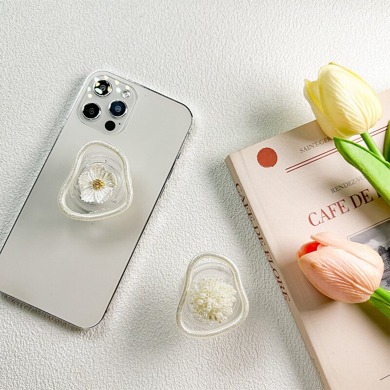 Special Shaped Phone Case Holder Manufacturer - Ins Style Pearl Circle Flower Flexible Retractable Adhesive Plastic