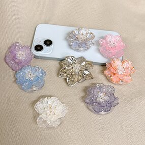 Mobile Phone Desktop Holder Manufacturer - Luxury Flower Sticky Korean Ins Style Telescopic Socket Holder