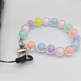 Beaded Lanyards & Wrist Straps Manufacturer - Colorful Macaron Plastic Handmade Anti-Loss Mobile Phone Pendant Chains for Women