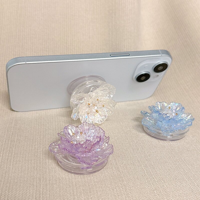 Mobile Phone Desktop Holder Manufacturer - Luxury Flower Sticky Korean Ins Style Telescopic Socket Holder