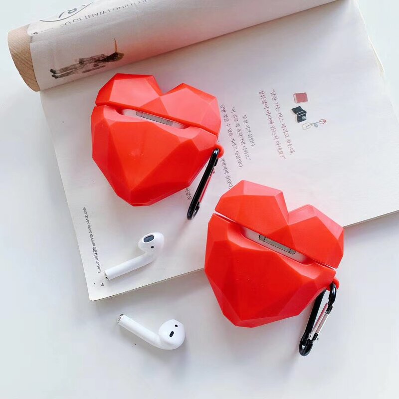 3D Heart Silicone Earphone Case Manufacturer - Red Diamond Girl Gift Cartoon for i9s/i10/i11/i12/i13/i17/i23/i25/i27/i100