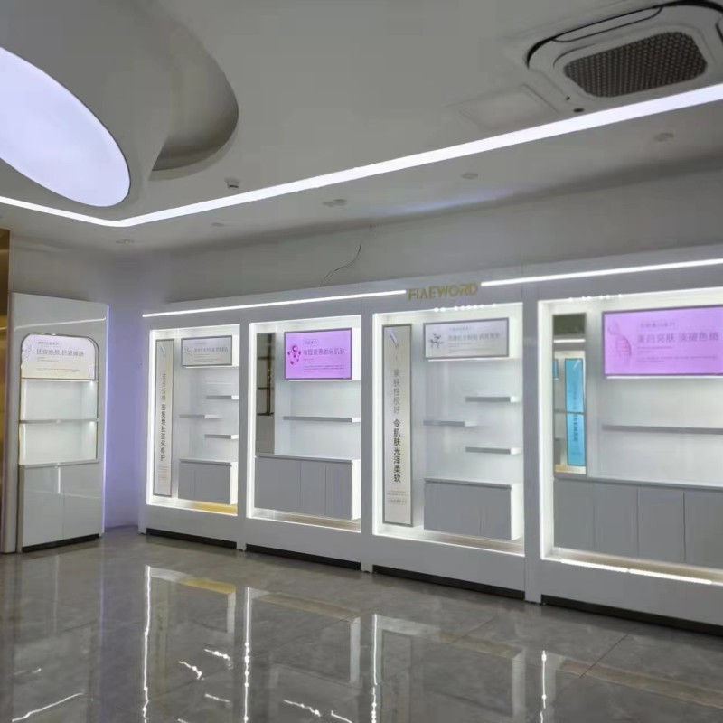 Cosmetic Display Shelf Manufacturer - Retail Shop Storage Design Wall Mount Cabinets