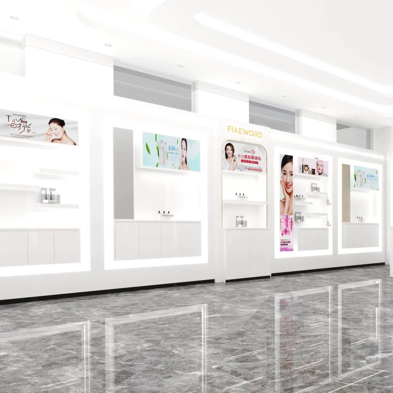 Cosmetic Display Shelf Manufacturer - Retail Shop Storage Design Wall Mount Cabinets