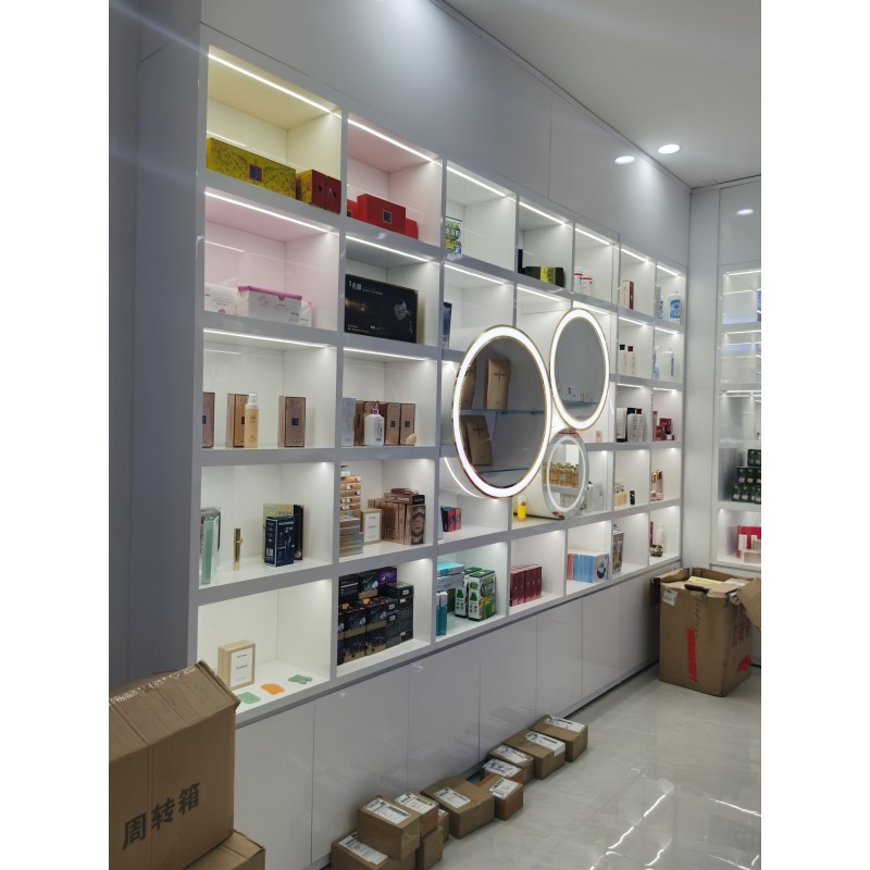 Cosmetics Display Rack Factory - with Cabinets Light Window Customization