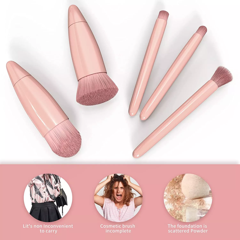 Professional Makeup Brush Set Manufacturer - 5pcs Mirror Soft Pink Powder Foundation
