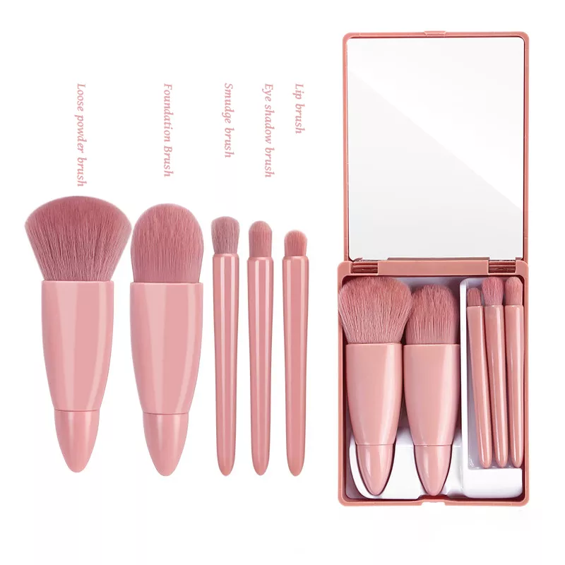 Travel Makeup Brush Set Factory - Hot Selling 5pcs Mirror Soft Colors Private Label