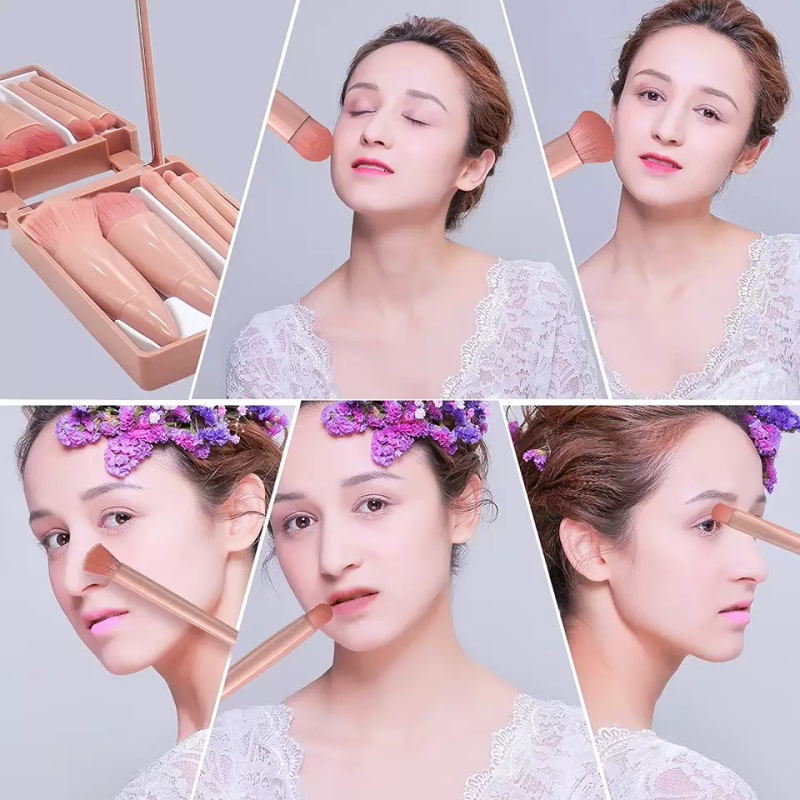 Travel Makeup Brush Set Factory - Hot Selling 5pcs Mirror Soft Colors Private Label