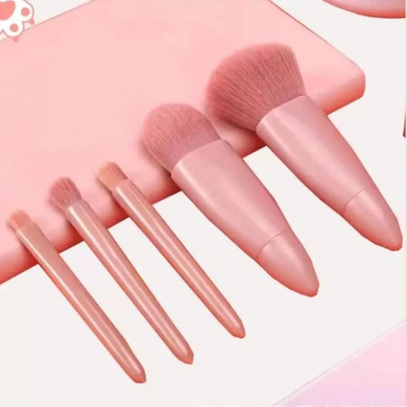 Portable Makeup Brush Set Factory - 5 in 1 Travel Size Mini Cute Private Label