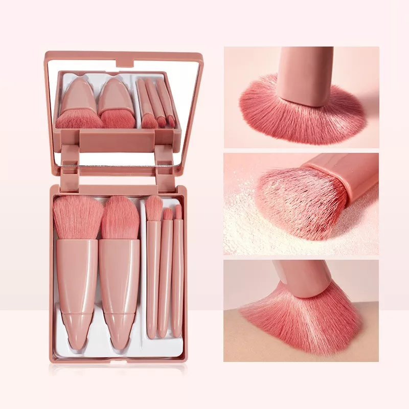 Portable Makeup Brush Set Factory - 5 in 1 Travel Size Mini Cute Private Label